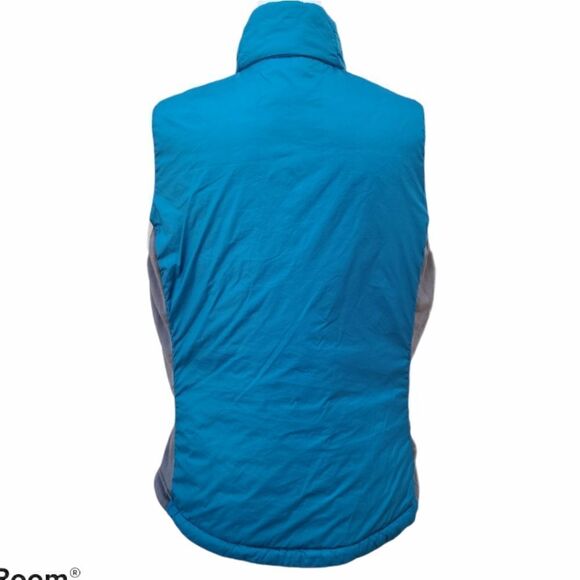 LANDS' END Blue Gray Side Panel 3 Pockets Vest Jacket Full Zip Size M High Neck - Picture 7 of 11